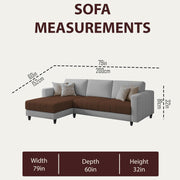 Oslo 4 Seater LHS L Shape Sofa Set for Living Room (Brown Grey Fabric) Premium Fabric Sofa Set for Living Room