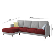 Swaloni LHS 6 Seater L Shape Sofa Set for Living Room (Maroon Grey) Premium Fabric Sofa