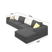 Badger LHS 6 Seater L Shape Sofa Set for Living Room (Black Fabric) Premium Fabric Sofa