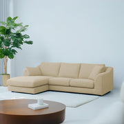 Cortina LHS 4 Seater L Shape Sofa Set for Living Room (Cream Fabric) Premium Fabric Sofa