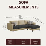 Oslo 4 Seater RHS L Shape Sofa Set for Living Room (Cream Black Fabric) Premium Fabric Sofa Set for Living Room