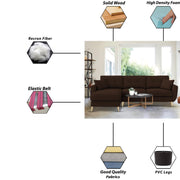 Lizel LHS 4 Seater L Shape Sofa Set for Living Room (Brown Fabric) Premium Velvet Fabric Sofa