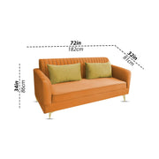 Deren 3 Seater Sofa Set for Living Room (Orange Colour) Premium Fabric Sofa