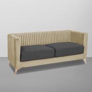 Ember 3 Seater Sofa Set for Living Room (Cream Black Colour) Premium Fabric Sofa