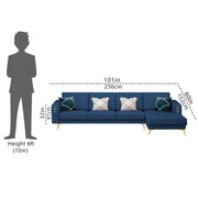 Falco RHS 6 Seater L Shape Sofa Set for Living Room (Blue Fabric) Premium Fabric Sofa
