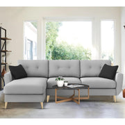 Lizel LHS 4 Seater L Shape Sofa Set for Living Room (Grey Fabric) Premium Velvet Fabric Sofa