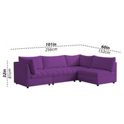 Lenser L Shaped Sofa Set for Living Room (Purple Fabric) Premium Fabric Sofa Set
