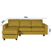 Danver LHS 4 Seater L Shape Sofa Set for Living Room (Yellow Fabric) Premium Fabric Sofa