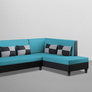 Nordy RHS 6 Seater L Shape Sofa Set for Living Room (Turquise Black Colour) Premium Fabric Sofa Set