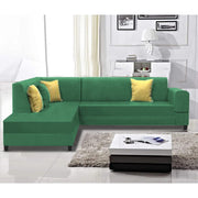 Rio 6 Seater L Shape Sofa for Living Room | Color - Green Leatherette | Left Side Sofa