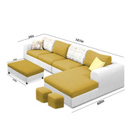Badger RHS 8 Seater L Shape Sofa Set with Center Table for Living Room (Grey Fabric) Premium Fabric Sofa