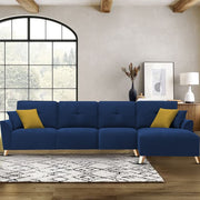 Antonio RHS 6 Seater L Shape Sofa Set for Living Room (Blue Premium Fabric)