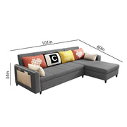 Denis 5 Seater RHS L Shape Sofa Set for Living Room (Dark Grey Fabric) Premium Fabric Sofa