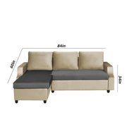 Asper LHS 4 Seater L Shape Sofa Set for Living Room (Cream Black Fabric) Premium Fabric Sofa