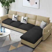 Andon 6 Seater L Shape Sofa Set for Living Room (Black Grey Fabric) Left Side Sofa