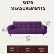 Francois 3 Seater Convertible Sofa Cum Bed for Living Room (Purple Fabric) Premium Fabric Sofa