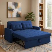Treshta 2 Seater Pull-Out Premium Fabric Sofa Cum Bed Sofa Set for Living Room (Blue Fabric Color) Premium Fabric Sofa Set for Living Room