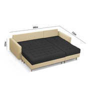 Ashton RHS 4 Seater L Shape Sofa Set with Center Table for Living Room (Cream Black Fabric) Premium Fabric Sofa