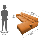 Janifer RHS 6 Seater L Shape Sofa Set for Living Room (Orange Colour) Premium Fabric Sofa Set
