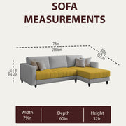 Oslo 4 Seater RHS L Shape Sofa Set for Living Room (Yellow Grey Fabric) Premium Fabric Sofa Set for Living Room