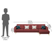 Falco RHS 6 Seater L Shape Sofa Set for Living Room (Maroon Fabric) Premium Fabric Sofa