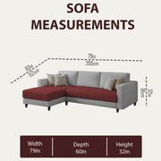Oslo 4 Seater LHS L Shape Sofa Set for Living Room (Maroon Grey Fabric) Premium Fabric Sofa Set for Living Room
