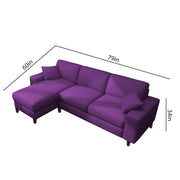 Martin 4 Seater LHS L Shape Sofa Set for Living Room (Purple Colour Fabric)