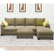 Rihan 8 Seater L Shape Sofa Set with Ottoman for Living Room (Cream Fabric) Right Side Sofa
