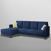 Swaloni LHS 6 Seater L Shape Sofa Set for Living Room (Blue) Premium Fabric Sofa