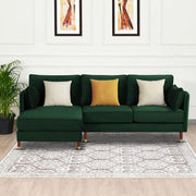 Croosen LHS 4 Seater L Shape Sofa Set for Living Room (Green Colour) Premium Velvet Fabric