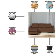 Danver LHS 4 Seater L Shape Sofa Set for Living Room (Brown Fabric) Premium Fabric Sofa
