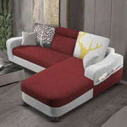 Amanda RHS 4 Seater L Shape,Sofa Set for Living Room (Maroon Grey Fabric)