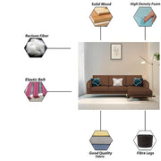 Falco RHS 4 Seater L Shape Sofa Set for Living Room (Brown Fabric) Premium Fabric Sofa