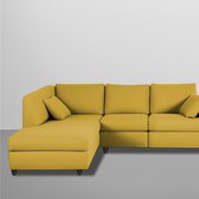Dorian LHS 4 Seater L Shape Sofa Set for Living Room (Yellow Fabric) Premium Fabric Sofa