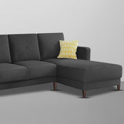 Swaloni RHS 6 Seater L Shape Sofa Set for Living Room (Black) Premium Fabric Sofa