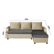 Asper RHS 4 Seater L Shape Sofa Set for Living Room (Cream Black Fabric) Premium Fabric Sofa