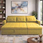 Casaliving Treshta 4 Seater LHS L - Shape Pull-Out Sofa Cum Bed with Storage Sofa for Living Room (Brown Fabric Color) Premium Fabric Sofa Set for Living Room Sofa Cum Bed