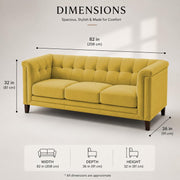 Casaliving Fento 3 Seater Sofa Set for Living Room, 3 Seater (Black) Colour Premium Velvet Fabric Sofa