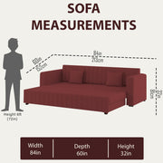 Cameron 3 Seater Sofa Cum Bed for Living Room (Maroon Fabric) Premium Fabric Sofa