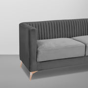 Ember 3 Seater Sofa Set for Living Room (Black Grey Colour) Premium Fabric Sofa