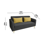 Deren 3 Seater Sofa Set for Living Room (Black Colour) Premium Fabric Sofa