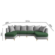 Zoe 8 Seater U Shape Sofa Set for Living Room (Black Grey Colour) Premium Fabric Sofa Set Living Room