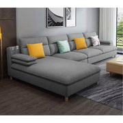 Hudson 6 Seater L Shape Sofa Set for Living Room (Grey Fabric) Left Side