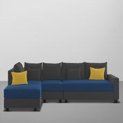 Inclair LHS 6 Seater L Shape Sofa Set for Living Room (Blue Black Fabric) Premium Fabric Sofa