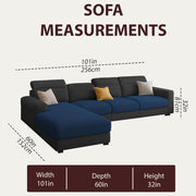 Orion LHS 6 Seater L Shape Sofa Set for Living Room (Blue Black Colour) Premium Fabric Sofa