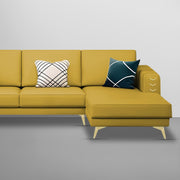 Falco RHS 4 Seater L Shape Sofa Set for Living Room (Yellow Fabric) Premium Fabric Sofa