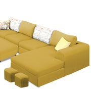 Badger RHS 8 Seater L Shape Sofa Set with Center Table for Living Room (Grey Fabric) Premium Fabric Sofa