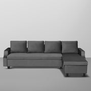 Asper RHS 6 Seater L Shape Sofa Set for Living Room (Black Fabric) Premium Fabric Sofa