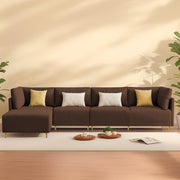 Salina LHS 6 Seater L Shape Sofa Set for Living Room (Black) Premium Fabric Sofa