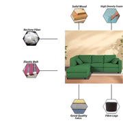 Dorian LHS 4 Seater L Shape Sofa Set for Living Room (Green Fabric) Premium Fabric Sofa